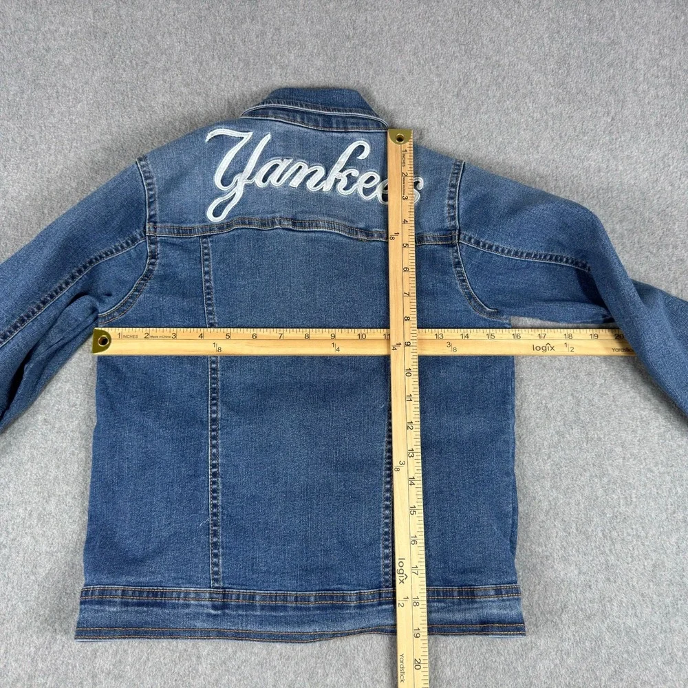 NY Yankees MLB Genuine Merch Youth Small 7/8‎ Denim Jacket Blue